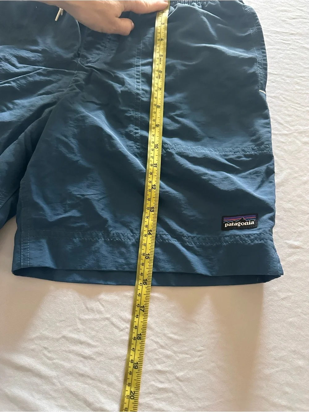 Patagonia Kids blue Swim Trunks with White Drawstring